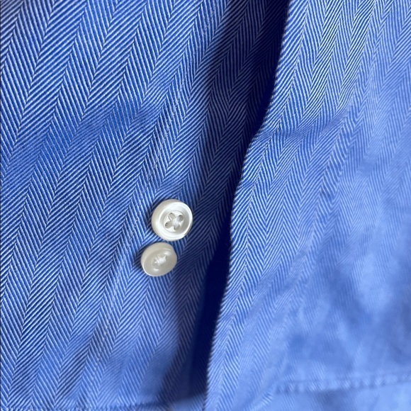 Kirkland Signature Mens Herringbone Non Iron  Button-Down Shirt Oxford Blue 16.5 - Picture 7 of 14